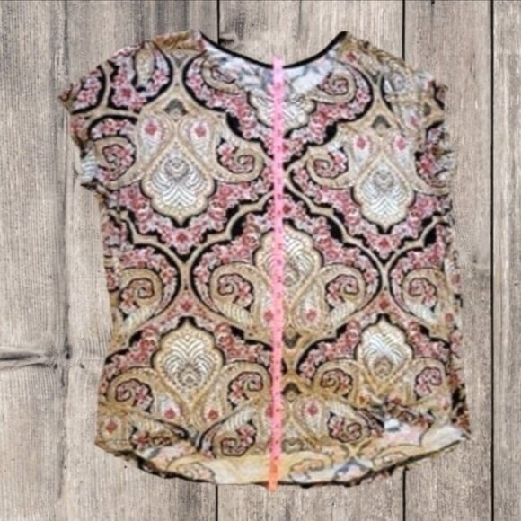 Simply Emma Plus Size Women's T-Shirt Red Black Paisley Floral size 2X - Picture 6 of 9